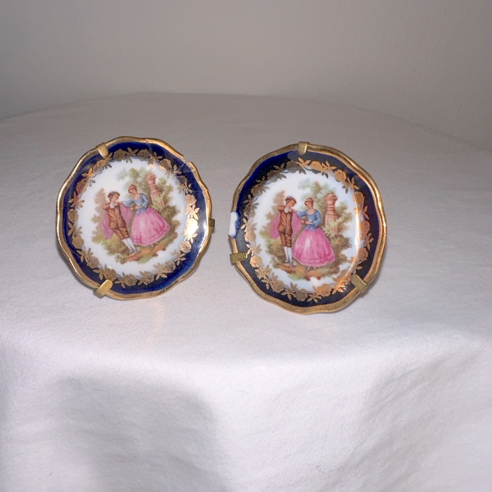 Limoges France Miniature Plates - Set of Two 2”